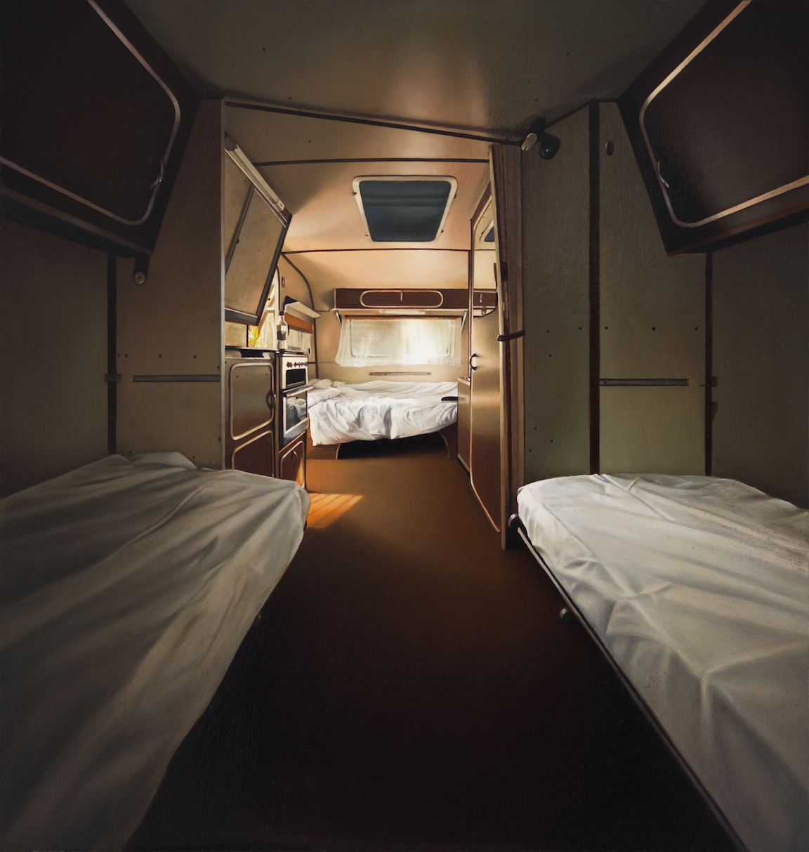 Gina Heyer 'Caravan Interior I' 2014 oil on board 300 x 315 mm